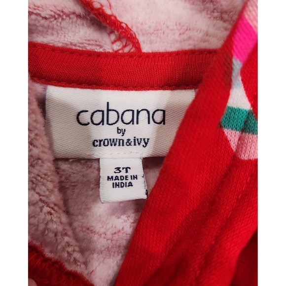 Girls Hoodie Candy Cane Hearts‎ Red Holiday Cabana By Crown & Ivy Christmas 3T - Picture 4 of 6